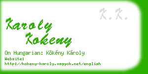 karoly kokeny business card